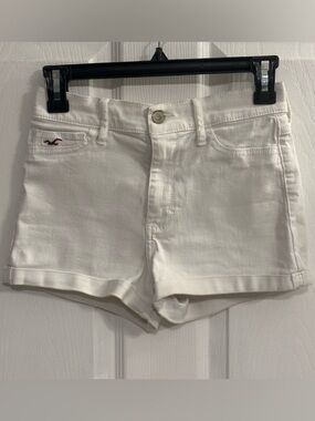 Hollister High Rise Shorts White Stretch Jean Shorts Sz 1 25